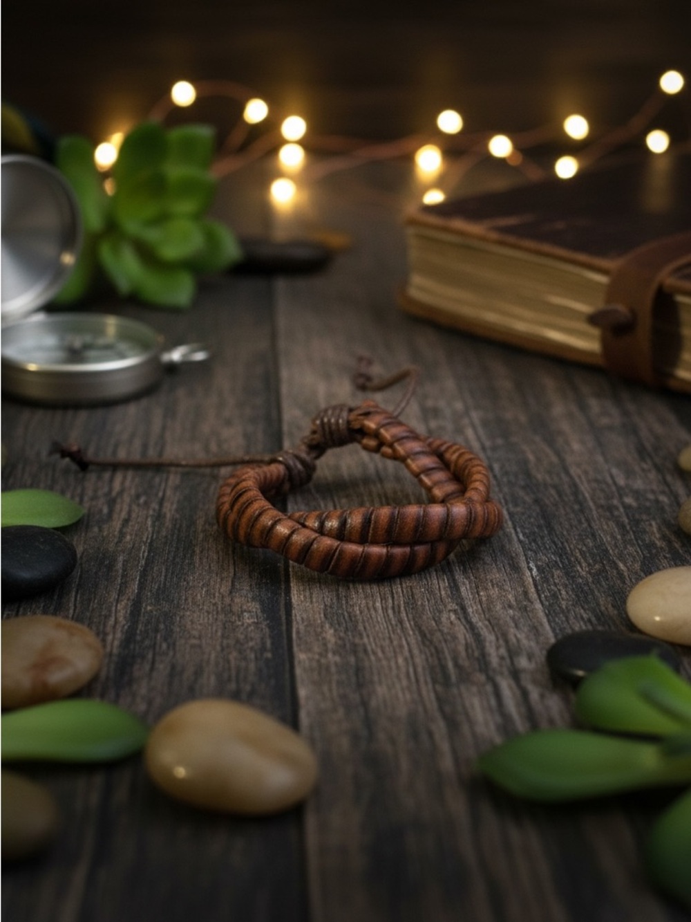 Hand Crafted Brown Braided Leather Bracelet